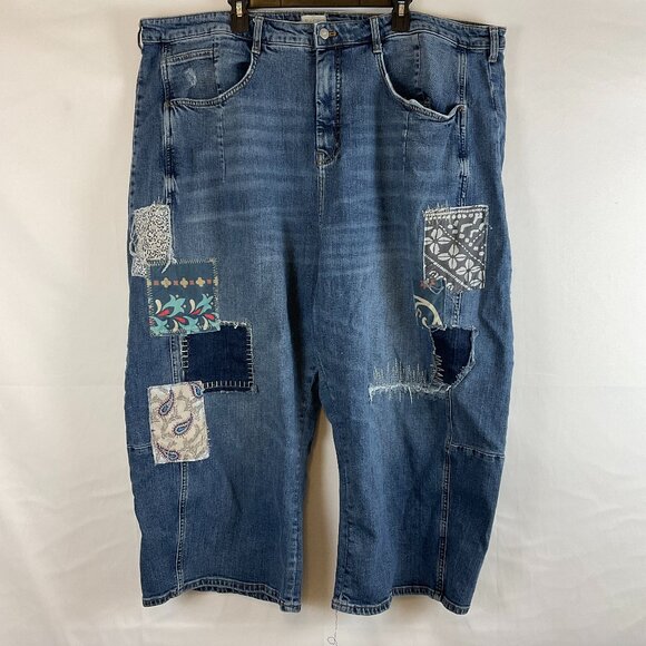 Pilcro Patchwork Jeans EU 60W US 26W Wide Leg - Picture 1 of 13
